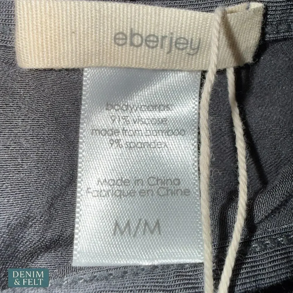 NEW Eberjey Finley Knotted‎ Sleep Jumpsuit Ebony Bamboo Jersey Lounge Pajamas M